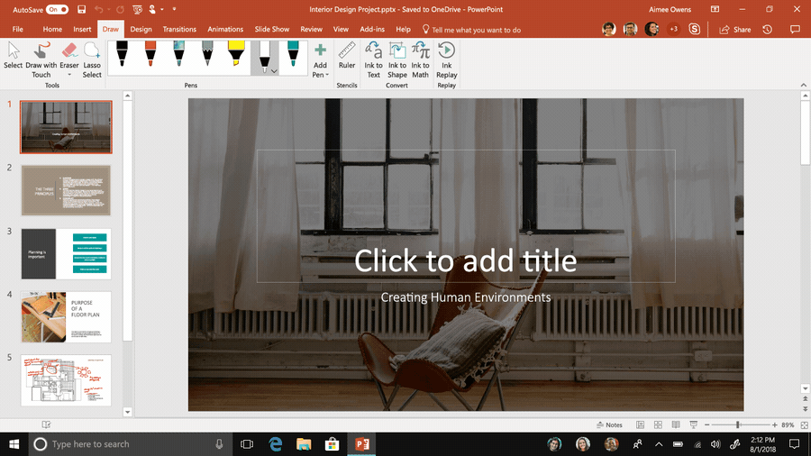 A screenshot displays how you can convert hand-drawn words and shapes into text and objects in PowerPoint.