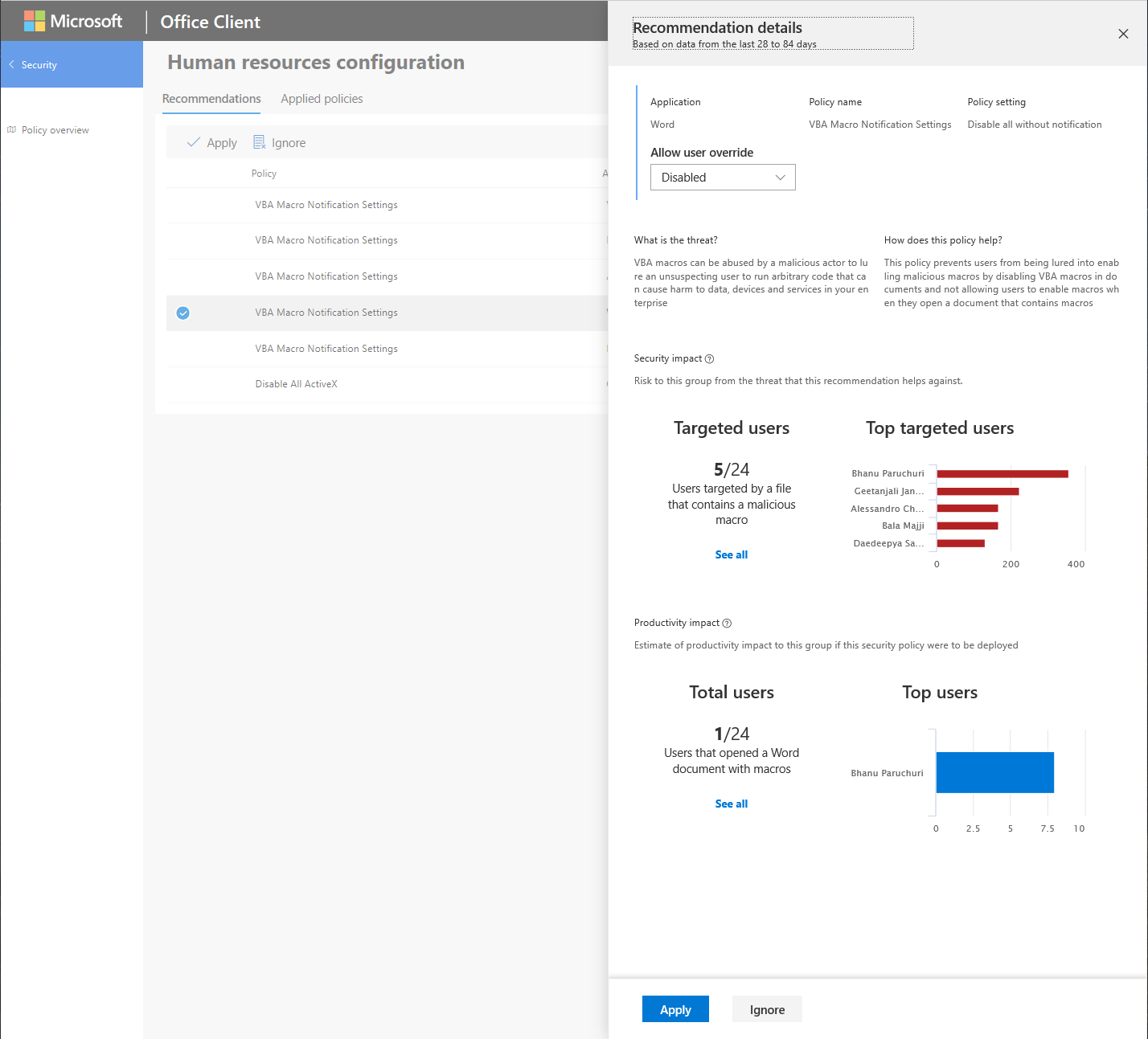 Assistente criteri di sicurezza: un nuovo servizio per gestire i criteri di sicurezza di Office 365