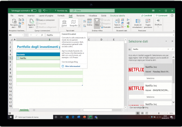 Microsoft, Nasdaq e Refinitiv offrono costantemente agli investitori dati e informazioni dettagliate in tempo reale in Excel