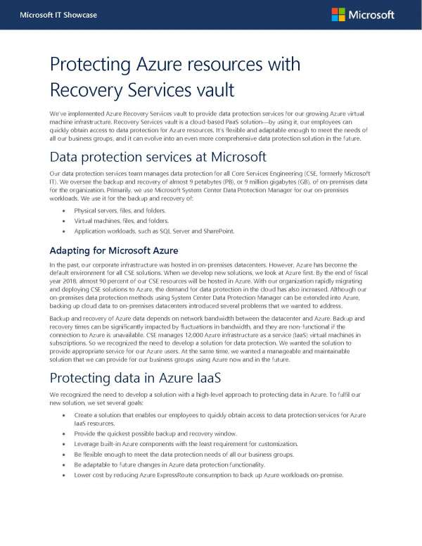 Protecting Azure resources with Recovery Services vault