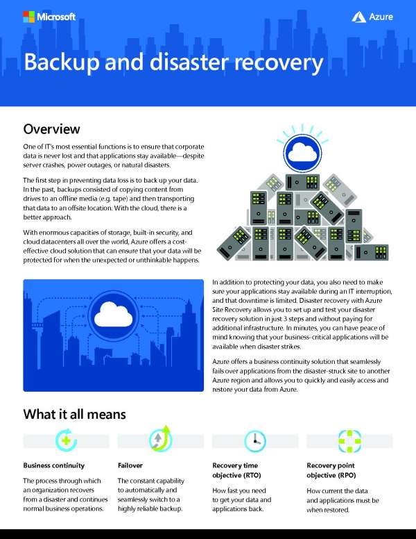 Backup and Disaster Recovery