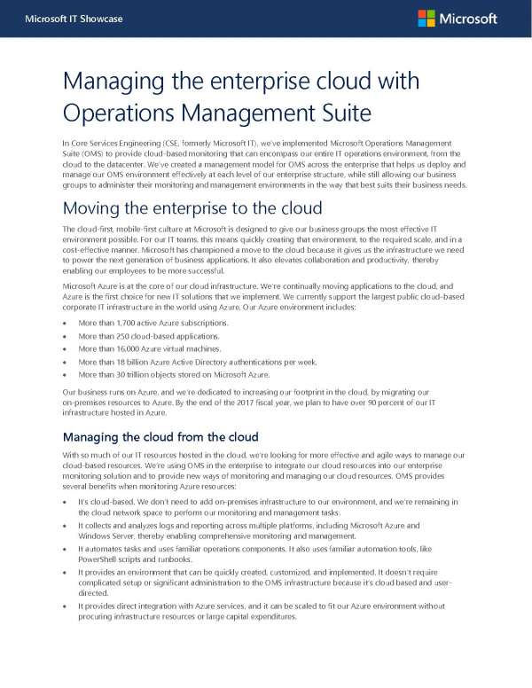 Managing the enterprise cloud with Operations Management Suite