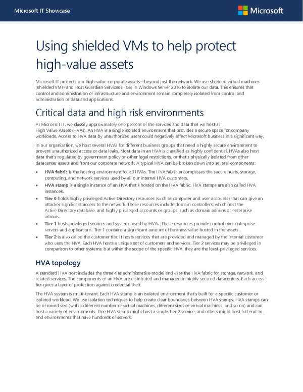 Using shielded virtual machines to help protect high-value assets