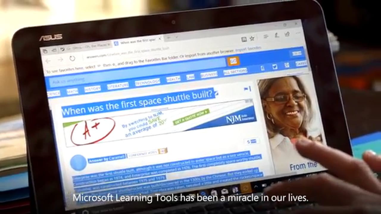 Andrew reads for the first time with Microsoft Learning tools