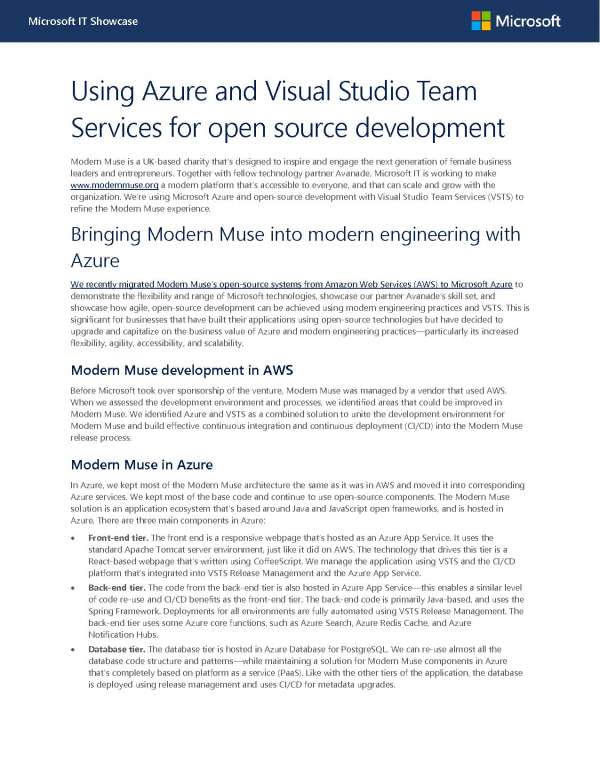 Using Azure and Visual Studio Team Services for open-source development
