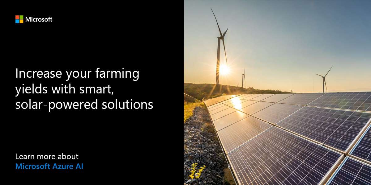 Increase yields with smart, solar-powered farming solutions. Learn more about Microsoft Azure AI.