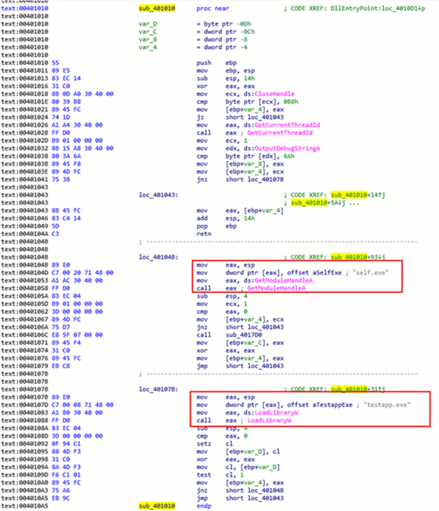 Screenshot of Fauppod code that shows commands related to its anti-investigation techniques.