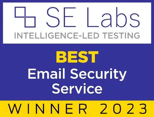 SE Labs 2023 Winner of Best Email Security Service provider badge.
