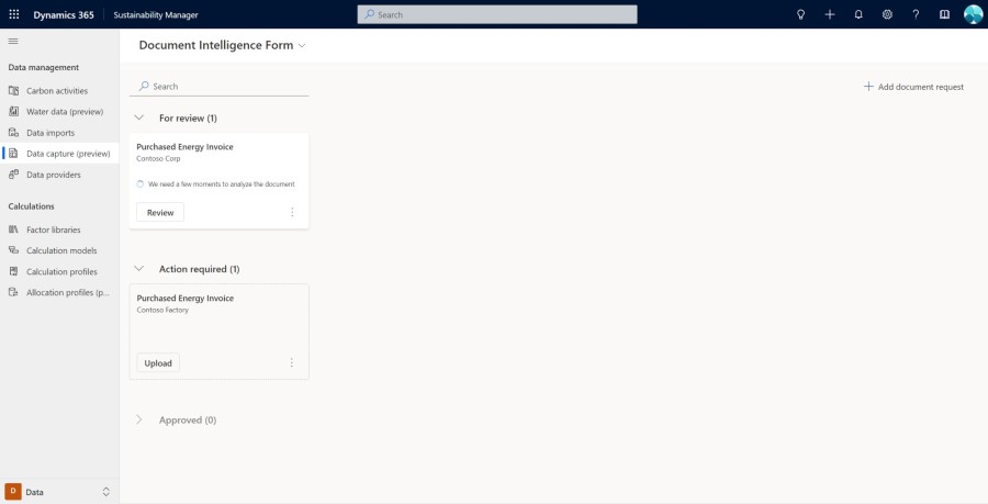 AI-driven energy invoice data capture (Preview) in Microsoft Sustainability Manager