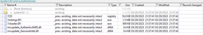 Screenshot of deleted files in ESP