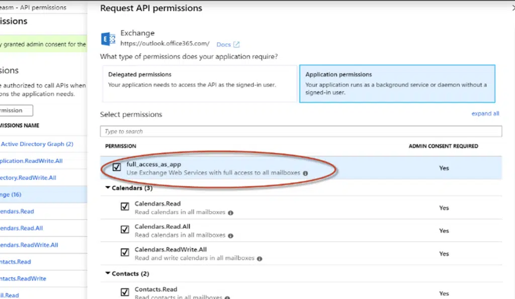 Screenshot of full_access_as_app permission being added to the legitimate OAuth app.