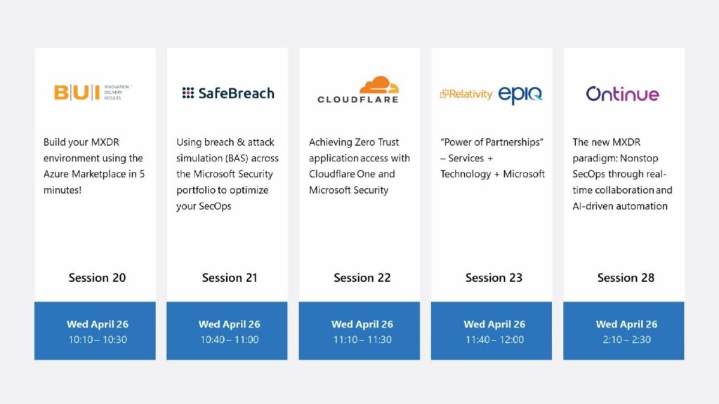 Graphic showing the schedule for MISA sessions during the 2023 RSA Conference. 