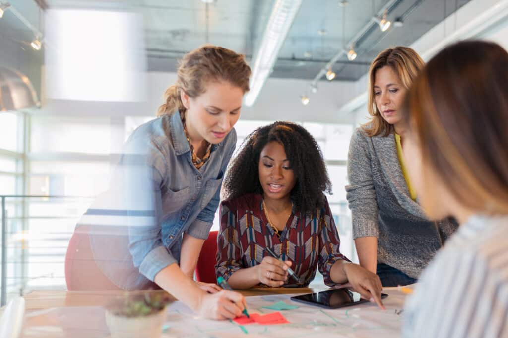 Businesswomen talking in meeting