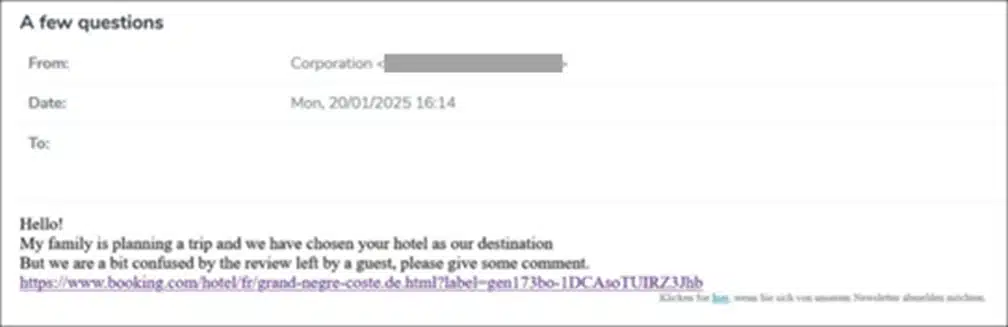 Phishing campaign impersonates Booking .com, delivers a suite of credential-stealing malware