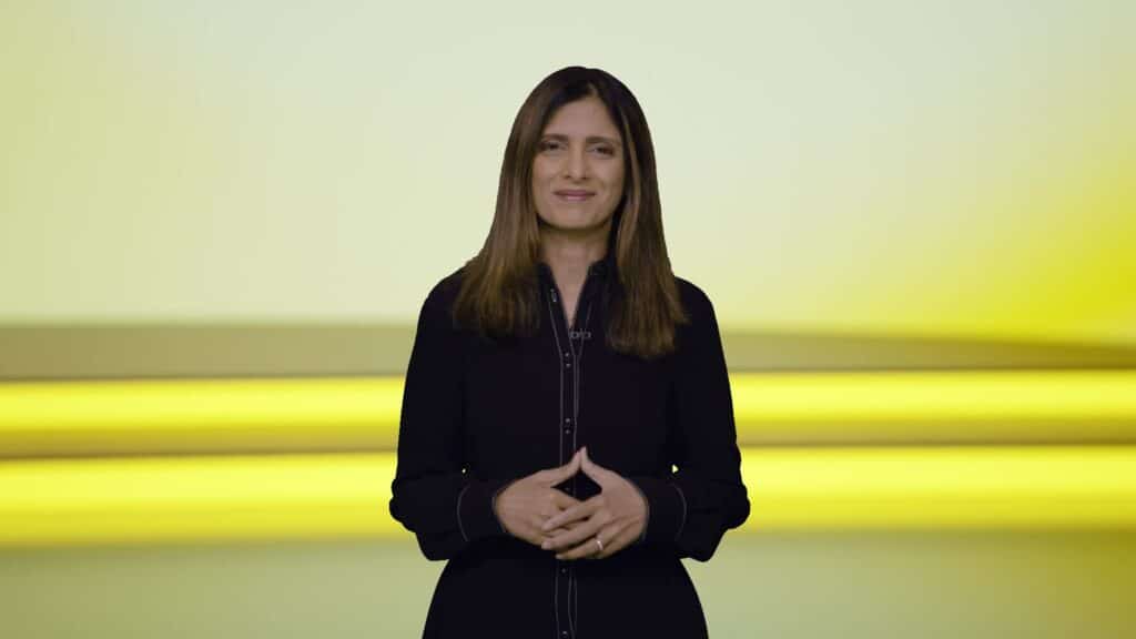 A woman in black dress