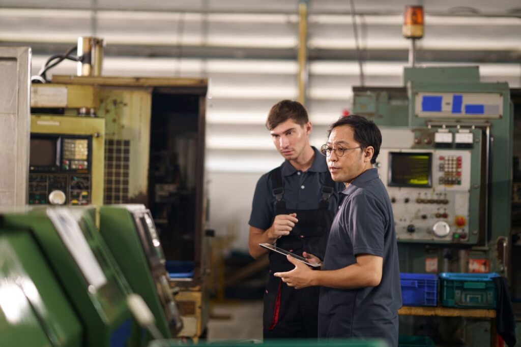 A group of men in a factory