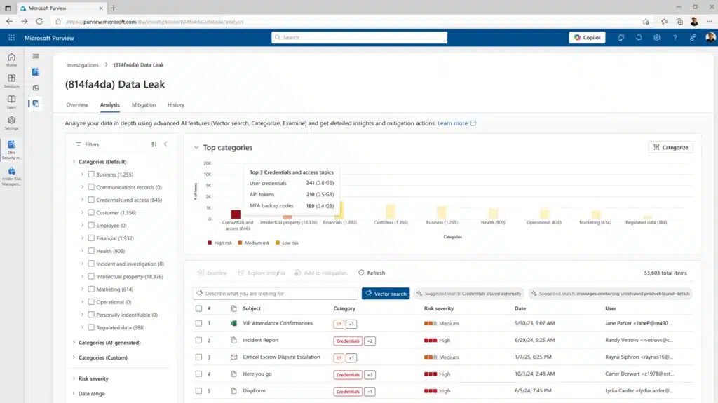 Data Breach Reporting for regulatory requirements with Microsoft Data Security Investigations​​
