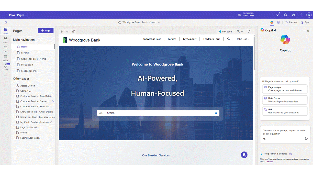 Build and Extend Agents Directly from Power Pages Studio (Preview)