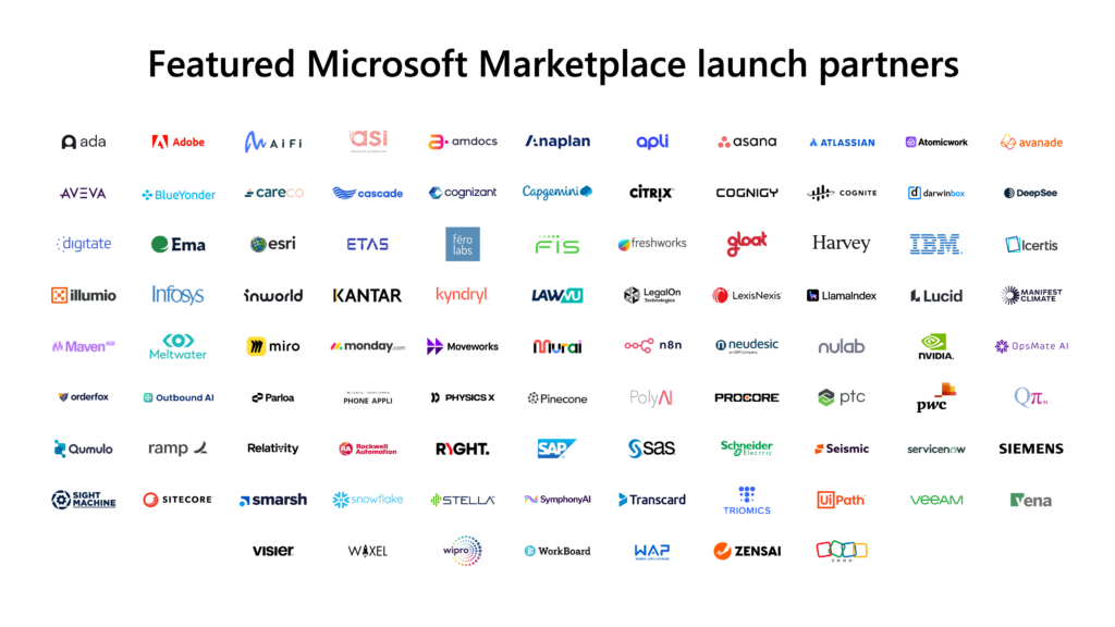 A sampling of company logs in Microsoft Marketplace.
